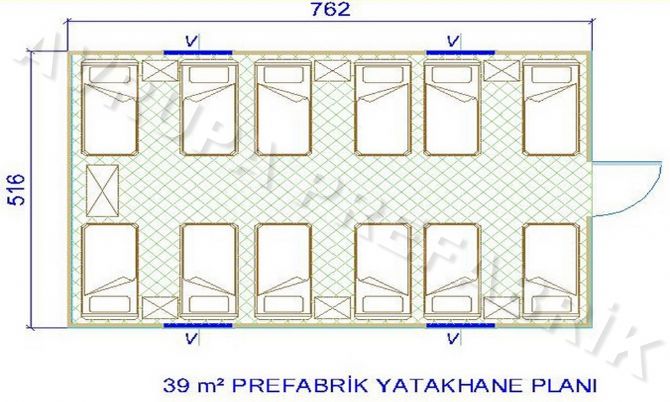 39 m² PREFABRİK YATAKHANE - Avrupa Prefabrik Ev - Çelik Ev  - Prefabrik Ev Fiyatları