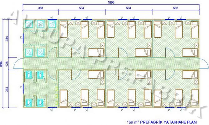 169 m² PREFABRİK YATAKHANE - Avrupa Prefabrik Ev - Çelik Ev  - Prefabrik Ev Fiyatları