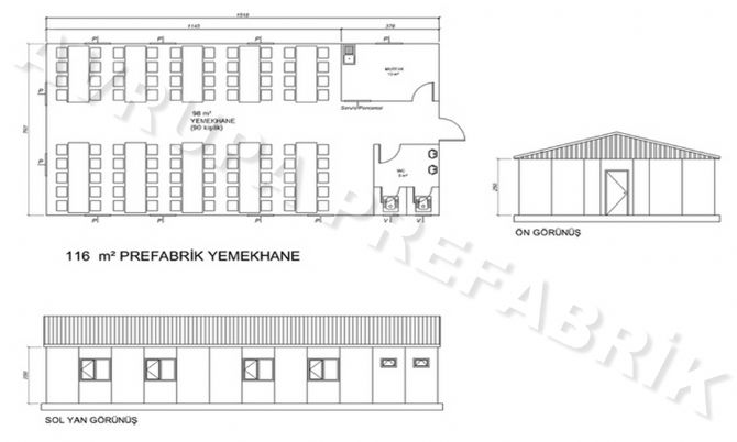78 m² PREFABRİK YEMEKHANE - Avrupa Prefabrik Ev - Çelik Ev  - Prefabrik Ev Fiyatları