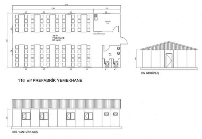 116 m² PREFABRİK YEMEKHANE - Avrupa Prefabrik Ev - Çelik Ev  - Prefabrik Ev Fiyatları